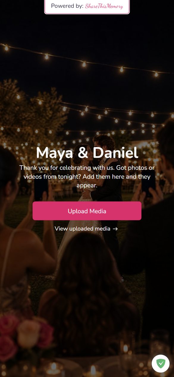 Screenshot of the live Maya & Daniel demo event page